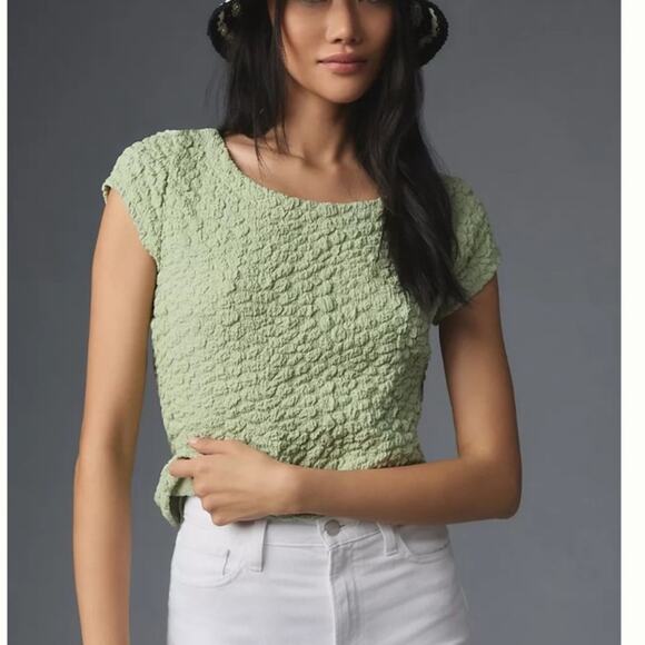 Mauve Anthropologie Green Socialite Popcorn Tee - Picture 1 of 7